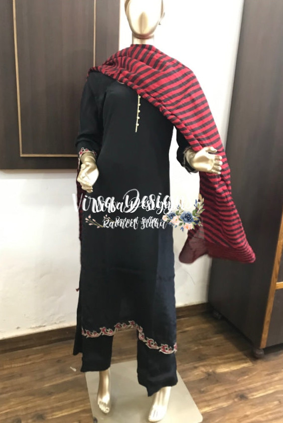 Black crepe suit - Virsa Designs By Ravneet Sidhu