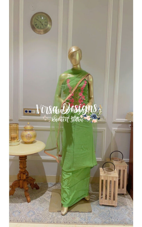 Georgette Green Suit - Virsa Designs