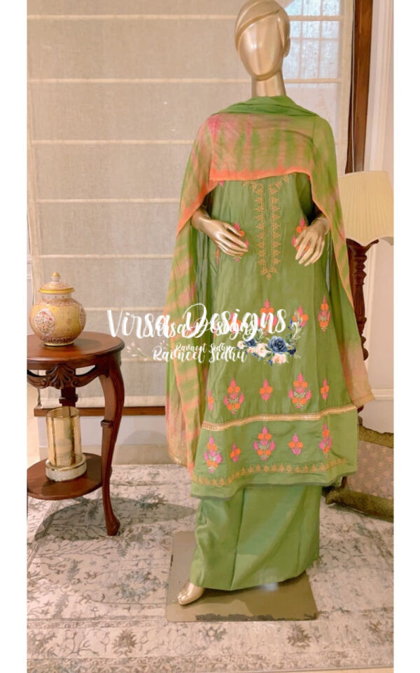 Green & Pink Machine Embroidery Suit Designs