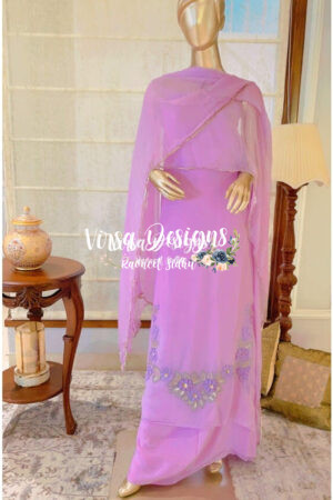 Purple shadow work embroidery suits online