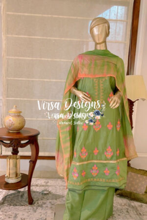 Green & Pink Machine Embroidery Suit Designs
