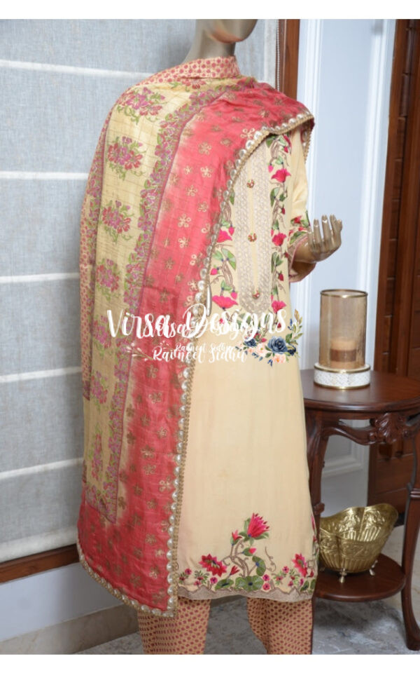 Beige and Rust embroidery suit